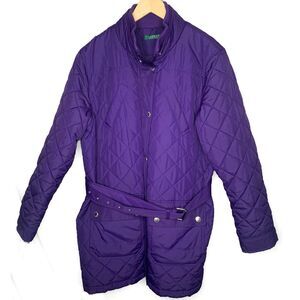 Ralph Lauren Deep Purple Quilted Puffer Coat